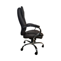 Chaise de bureau de direction inclinable en cuir véritable, design moderne de luxe, avec base pivotante en acier et dossier fixe en forme de flèche, hauteur réglable