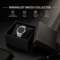 Boîtes à montres noires personnalisées, boîte à montres rigide en carton avec coussin en éponge, boîte de rangement pour montres, emballage cadeau, boîte organisatrice avec logo OEM