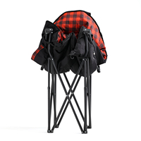 Fauteuil lune chauffant pliable avec coussin à carreaux, chaise de camping électrique portable pour usage extérieur en hiver