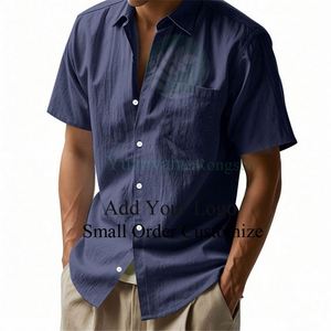 Camisa Casual de Manga Corta para Hombre, Personalizada por Fábrica de <span class=keywords><strong>Ropa</strong></span>, con Botones, para Vacaciones de Verano en la Playa, Texturizada, con Bolsillo - Product Image 3