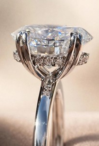 Oval Crushed <b>Ice</b> Moissanite Beautiful Engagement <b>Ring</b>, Hidden Halo Proposal <b>Ring</b> For Her - Product Image 4