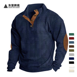 Sweat-shirt en velours côtelé Dongfei pour homme, col montant, manches longues, boutonné, coupe ajustée, décontracté, respirant, pour le sport et les activités de plein air - Product Image 1