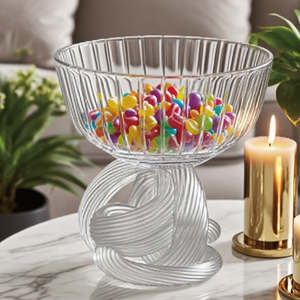 Moderno Tazón de Cristal Transparente con Forma de Nudo Artístico, Plato Decorativo Ecológico para Servir Bocadillos, Postres y para la Mesa del Hogar - Product Image 4