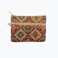 Mini Portable liège minorité imprimé porte-monnaie liège à la mode Vintage fermeture éclair rouge à lèvres Mini sac d'argent porte-carte portefeuille