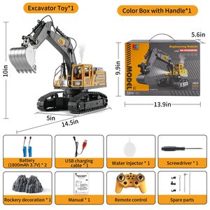 Ept 14 Kênh Điều Khiển Từ Xa Kỹ Thuật Xe Đồ Chơi Xoay 2.4G Điều Khiển Từ Xa Hợp Kim Máy Xúc Đồ Chơi - Product Image 3