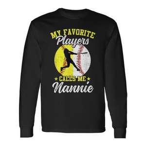 T-shirt à manches longues « Mes joueurs de baseball préférés m'appellent Nannie » - Product Image 1