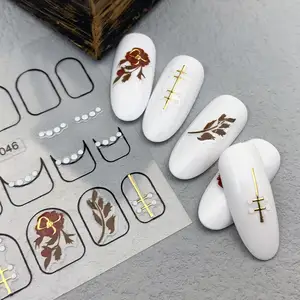 2023 цветочный дизайн украшения для ногтей 5D наклейки для ногтей День Святого Валентина красочные наклейки для ногтей
