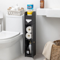 Armoire de rangement pour petite salle de bain avec porte-rouleau de papier toilette Mini support à papier toilette noir