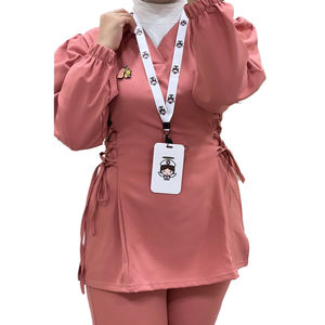 YHユニセックススタイリッシュなスカイブルーメディカルスクラブOEM看護スクラブスーツポリエステルレースシャツパンツ病院ストレッチドクターウェア - Product Image 2