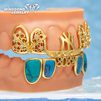Bijoux fins personnalisables plaqués or 10K/14K/18K 925, style Hip-Hop, Bar Grillz, Moissanite VVS, Turquoise, style Hip-Hop tendance