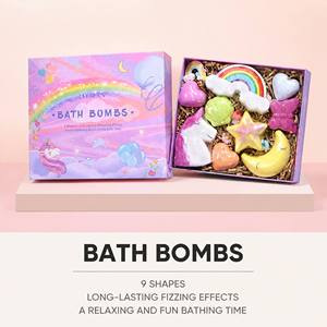 Lot de bombes de bain colorées en gros – Cadeau spa relaxant en forme de cœur, étoile et lune arc-en-ciel pour femmes – Marque privée - Product Image 1