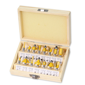 Hot bán 15PC Vàng cắt đầu thiết lập Chất lượng cao 1/4 xử lý chế biến gỗ phay Cutter Set altin lớp phủ ODM/OEM tùy chỉnh - Product Image 1