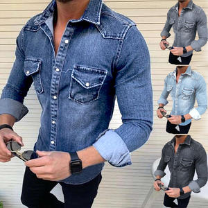 Nuova giacca da <span class=keywords><strong>uomo</strong></span> in <span class=keywords><strong>Denim</strong></span> <span class=keywords><strong>camicia</strong></span> lavata giacca da <span class=keywords><strong>uomo</strong></span> <span class=keywords><strong>Slim</strong></span> <span class=keywords><strong>Fit</strong></span> giacca Casual a maniche lunghe in <span class=keywords><strong>Denim</strong></span> da <span class=keywords><strong>uomo</strong></span> - Product Image 1