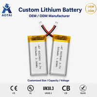 Baterai Lithium Polymer Kustom Grosir 502040 3.7V 500mAh Isi Ulang Tipe Pouch PCM JST Grosir OEM untuk Pelacak GPS