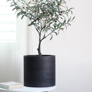 Vaso per Piante con Sottovaso per Arredamento Casa e Giardino, Grande Cilindro Nero <span class=keywords><strong>in</strong></span> <span class=keywords><strong>Cemento</strong></span>, Supporto Moderno per Piante, Logo Personalizzabile - Product Image 4