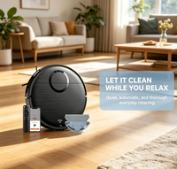 Robot aspirateur et serpillière combiné pour tapis et sols durs avec moteur de brosse puissant, navigation pivotante à 360 degrés, capteur anti-chute intelligent
