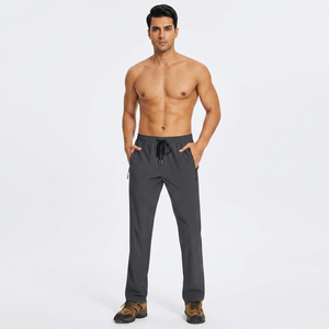 High Quality Material Solid Color 100% Cotton Knitted Men's Pants Casual Men's <b>Trousers</b> Zipper Pockets Solid Color Jogger Pants - Product Image 1