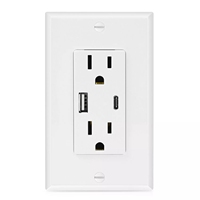 3Grace-receptor USB tipo C + A, carga rápida, 20W, con placa de pared GFCI, 125v, 15 amperios, toma de corriente de pared