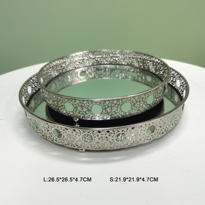 Plateau de service et de rangement pour bijoux en métal argenté de luxe, personnalisé, écologique et réutilisable, pour la décoration intérieure, le bureau et le salon - Product Image 4