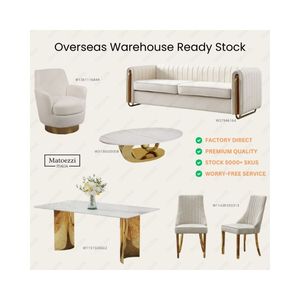 Ensemble de salle à manger de luxe comprenant un canapé, un fauteuil, une table basse et des chaises rembourrées pour villa ou hôtel - Product Image 1