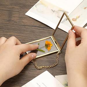 Mini Marco <span class=keywords><strong>de</strong></span> <span class=keywords><strong>Fotos</strong></span> <span class=keywords><strong>de</strong></span> Vidrio Vintage con Flor Seca para Decoración Navideña del Hogar, Adorno Colgante, Regalo - Product Image 5