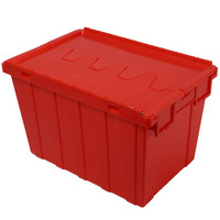 Caisse de déménagement en plastique de meilleure qualité, conteneur de stockage empilable à couvercle attaché, boîte de retournement en plastique pour le transport et la livraison