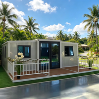 Maison préfabriquée extensible avec 2 chambres, maison mobile portable avec terrasse pour les stations balnéaires d'Asie du Sud-Est