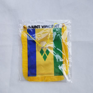 Мини-атласный Автомобильный флаг 4 ''x 6'' флаг Святого Винсента с обеих сторон напечатанный Вымпел - Product Image 1