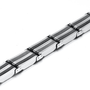 Bracelet en acier titane pour homme, design géométrique 14 mm, style streetwear hip-hop, couleur noir argent, 21 cm 23 cm, personnalisable - Product Image 5