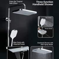 Colonne de douche thermostatique GAPPO Chrome carrée en laiton pour salle de bain avec système de pluie