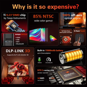 Proyector DLP Inteligente 1080P con Sistema GTV, <span class=keywords><strong>Netflix</strong></span>, YouTube, 4K, Batería, Enfoque Automático, 3D, DLP-Link, Portátil, para Exteriores - Product Image 4