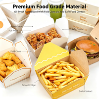 Ensemble d'emballages pour la restauration rapide, boîtes en papier jetables pour poulet frit, frites, hamburgers, repas à emporter, logo personnalisé, boîte pour la restauration rapide