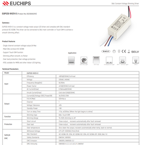 Euchips EUP12D-1H12V-0 12W <b>12V</b> 1A DALI Touch DIM Constant Voltage <b>LED</b> <b>Driver</b> AC220-240Vac IP20 - Product Image 2