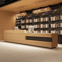 Comptoir de réception d'angle moderne en bois massif naturel, comptoir de caisse, mobilier de restaurant pour hôtel, taille personnalisée