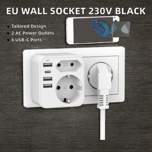 2 EU Ways 3USBA + USBC Multi-Socket Adapter European Extension Socket 3.4A 17W - Product Image 2