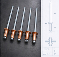 Rivets aveugles à tête dôme ronde de type ouvert DIN7337 en cuivre rouge, rivets POP 3.2/3.0 durables pour tôles métalliques