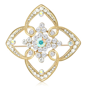 2026 New Design Fashion Retro Camellia Flower Pearl-Studded Alloy Gold Plated Wedding Engagement Brooch - Product Image 2