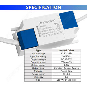 Alimentation de pilote à courant Constant isolé <span class=keywords><strong>LED</strong></span> 4-7W 280mA 85-265V AC à DC 12-25V <span class=keywords><strong>transformateur</strong></span> d'éclairage pour <span class=keywords><strong>plafonnier</strong></span> vers le bas - Product Image 6