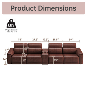 OEHOME Modern Power Recliner <b>Sofa</b> Set 4-Seat Modular Sectional Storage Console USB Ports Polyester Tufted Upholstered - Product Image 4