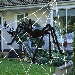 Dekorasi rumah lampu pesta luar ruangan lampu Halloween animatronik menakutkan Prop laba-laba hiasan luar ruangan dekorasi Halloween laba-laba