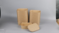 Boîte à lunch rectangulaire en papier kraft, conteneur alimentaire jetable pour restaurant et plats à emporter