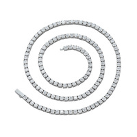 Collier tendance hip-hop pour homme SC036, chaîne tennis en acier inoxydable 18 carats, 4 mm, avec fermoir et motif géométrique en zircon