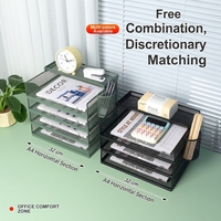 Organiseurs de documents empilables multi-niveaux en métal A4 et boîtes de rangement de bureau avec porte-stylos – Vente Flash