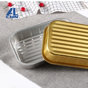 Gold Inside,Black Outside 3500ML/123oz <strong>Food</strong>-grade Large Size Takeaway <strong>Food</strong> Packaging BBQ Aluminum <strong>Foil</strong> <strong>Container</strong> With Clear Lids - Product Image 2