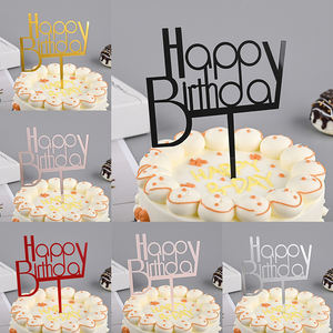 Décoration de gâteau en acrylique, décoration de fête, insertion de gâteau, or noir, amour, police créative, décor de Dessert joyeux anniversaire - Product Image 5