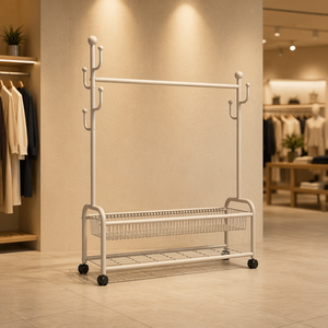 Porte-manteau sur pied en métal blanc, style moderne et minimaliste, pour couloir, entrée, chambre - Product Image 1