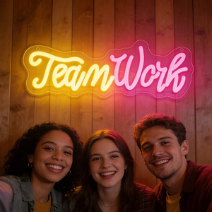 यूएसबी संचालित नेऑन साइन "टीम वर्क" डिमिबल स्विच के साथ, होम बार, कैफे, रेस्तरां, पार्टी और कमरे की दीवार सजावट के लिए एकदम सही है - Product Image 4