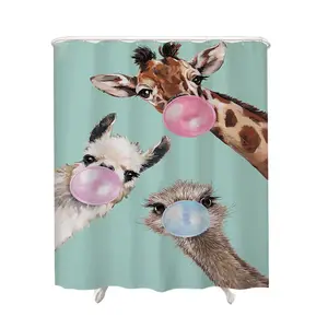 하이 퀄리티 고급스러운 동물 시리즈 폴리에스터 사용자 정의 인쇄 욕실 샤워 커튼