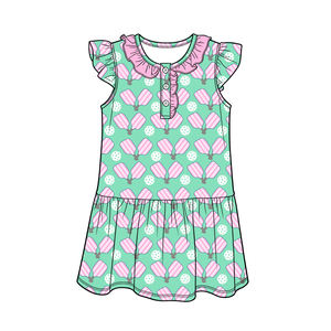 Conjunto Infantil GSSO3597 Personalizado para Niña, Estampado Verde y Rosa, Estilo Casual, Manga Corta, Venta al Por Mayor - Product Image 2