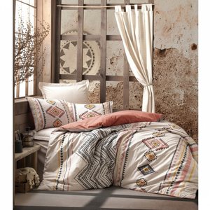 Cotton Box Ethnic Ranforce Double Duvet Cover <b>Set</b> Felix Tile Geometric Pattern for Home Use - Product Image 3